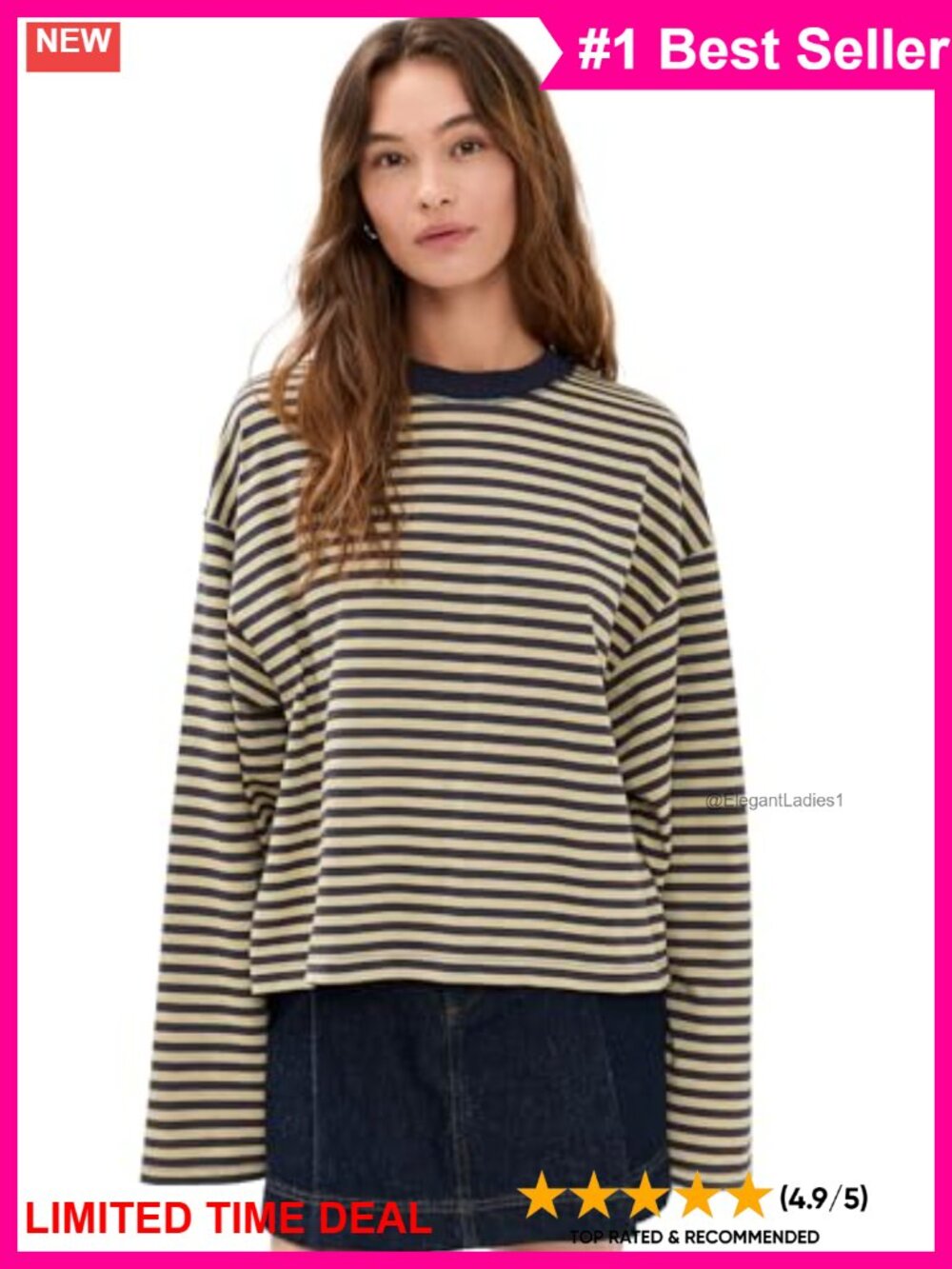 Mid-Weight Jersey Long Sleeve Tunic Tee Loose Fit Crew Neck Fall